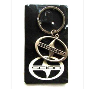 Toyota SCION Logo Keychain Key Ring Silver Tone Metal Original Package NEW RARE